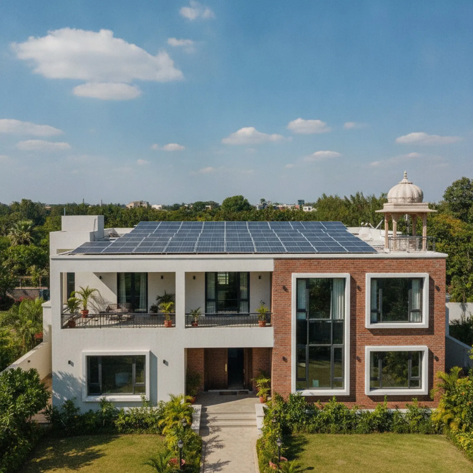 Solar panels on a residential rooftop